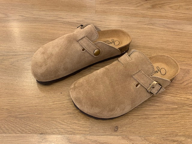 Mules Wide Camurça Areia
