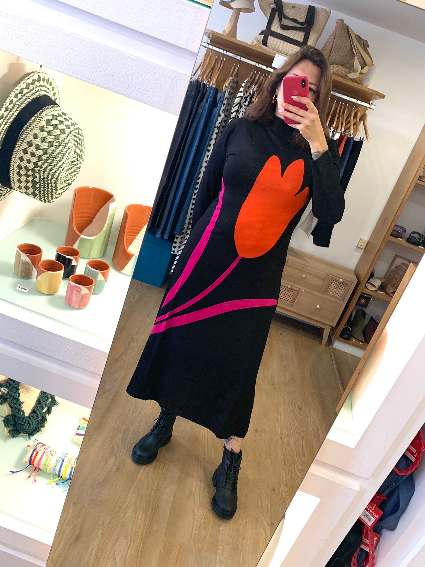 Vestido comprido com estampado Big Tulip