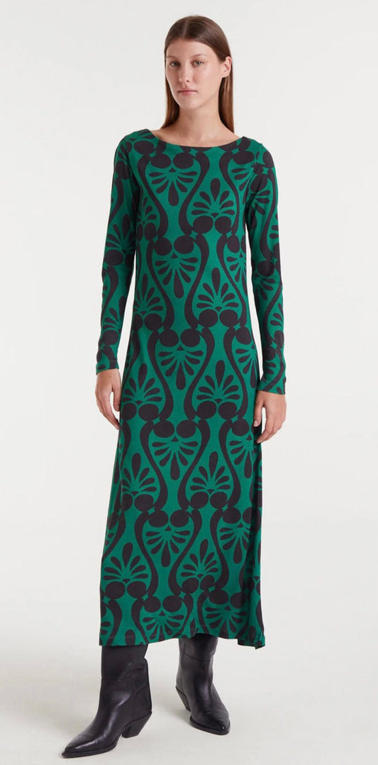 Vestido comprido com estampado Barroco