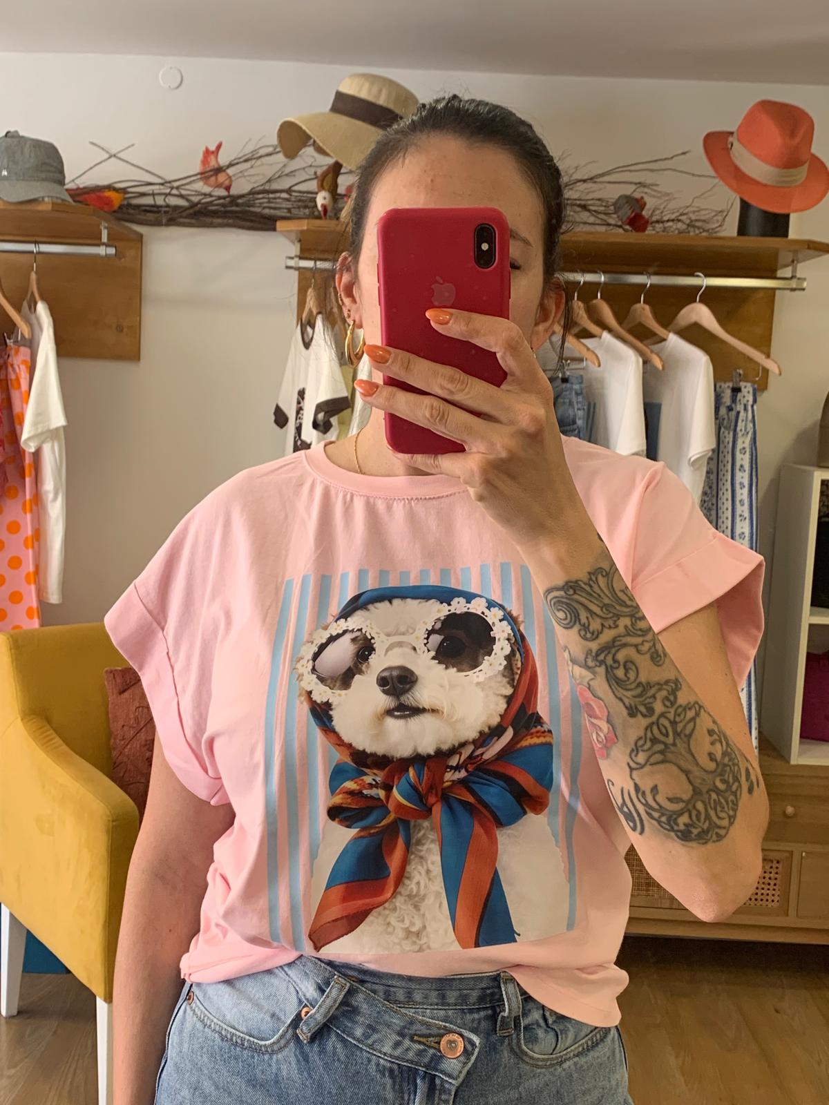 T-Shirt Cão Rosa