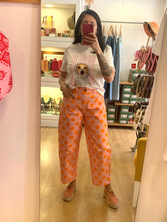 Calças com Bolas Rosa/Laranja